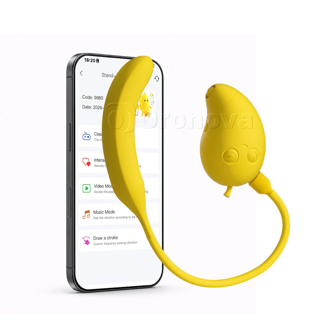 Mango- und Bananengeschmack, 2-in-1-Dual-Stimulation, saugender und klopfender Bluetooth-Vibrator