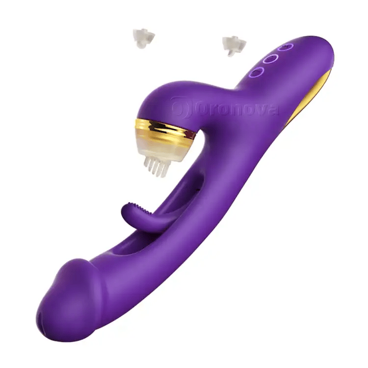 Flapping G-Punkt Vibrator mit Silikonhülsen zum Klopfen, Kitzeln & Lecken