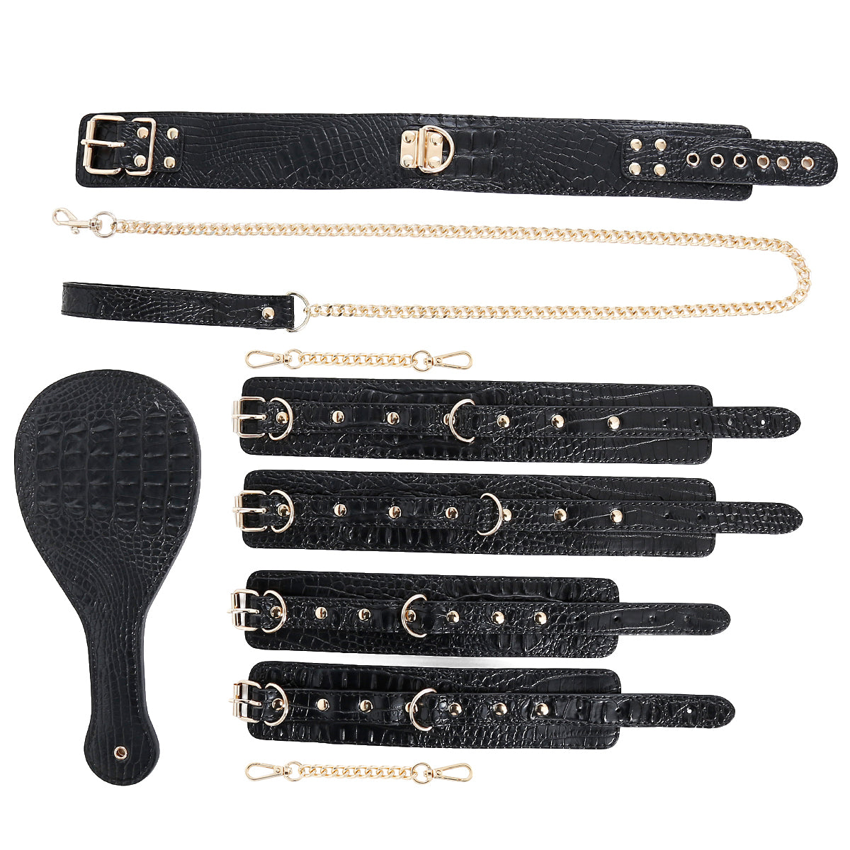 4-teilige PU-Leder BDSM Fesselungs-Set