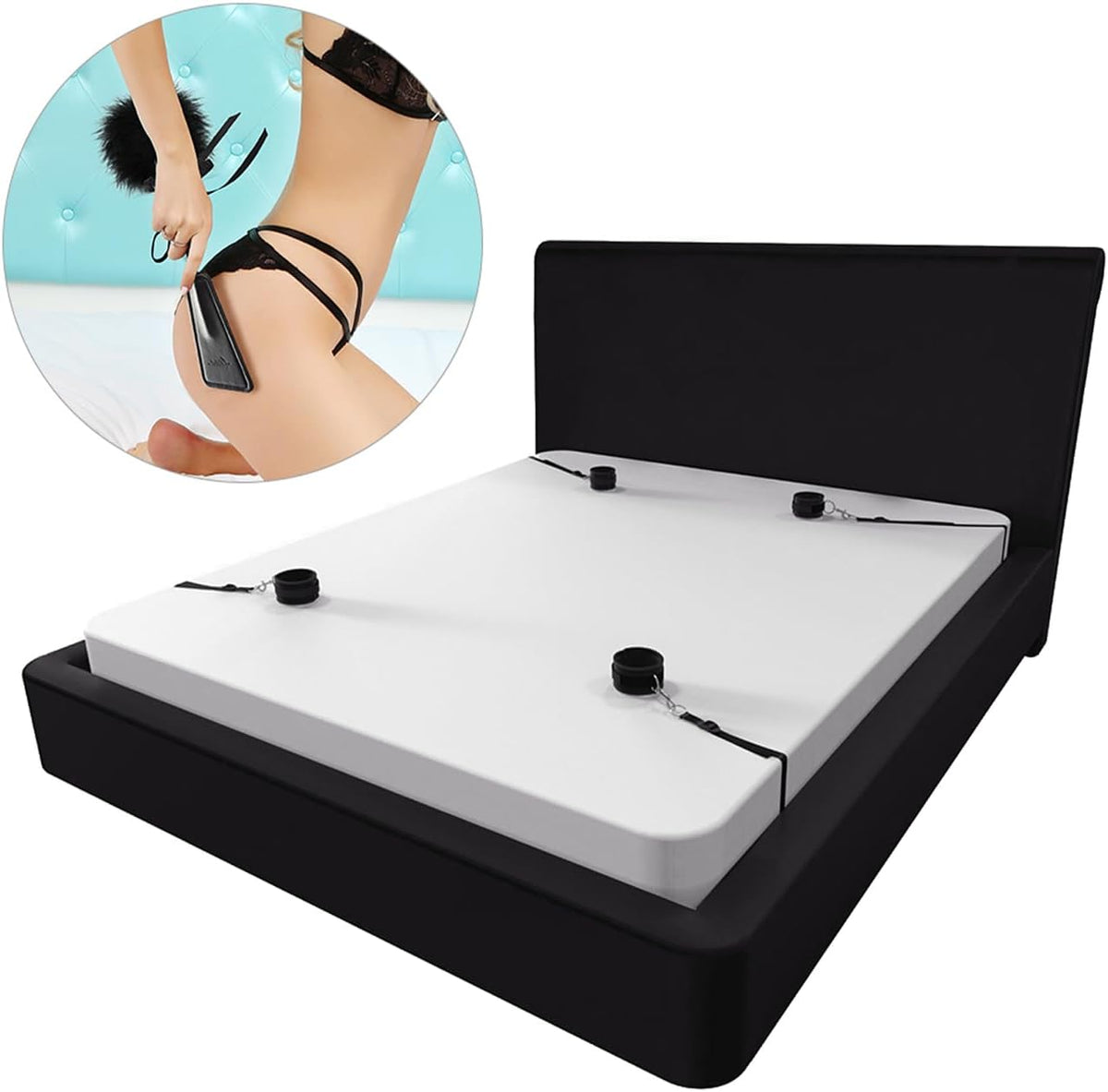 BDSM Bettfessel-Set mit Augenbinde & Handschellen