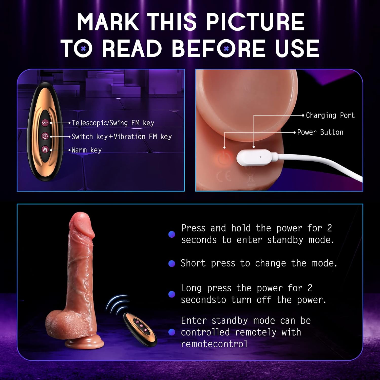 8 Inch 21cm Realistischer Silikon-Dildo mit Stoßbewegung