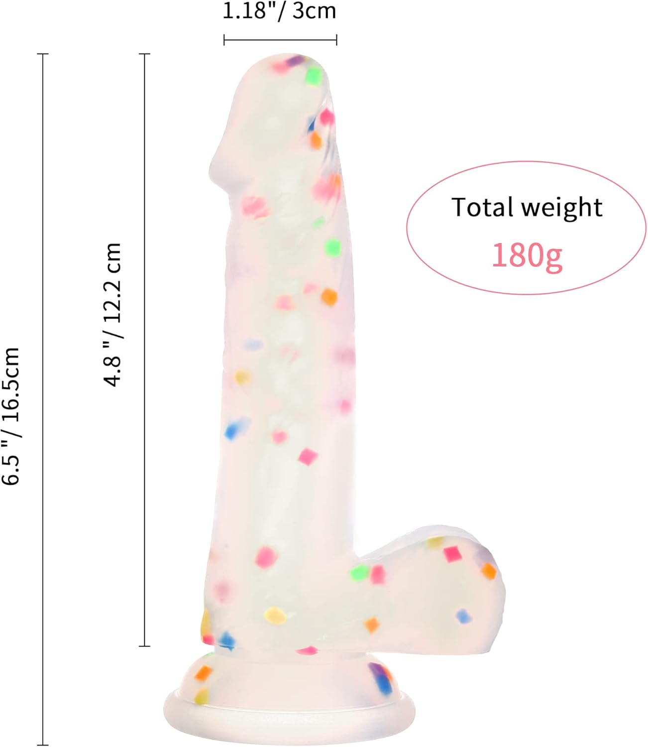 6.5 Inch Konfetti Silikon Dildo mit starkem Saugnapf
