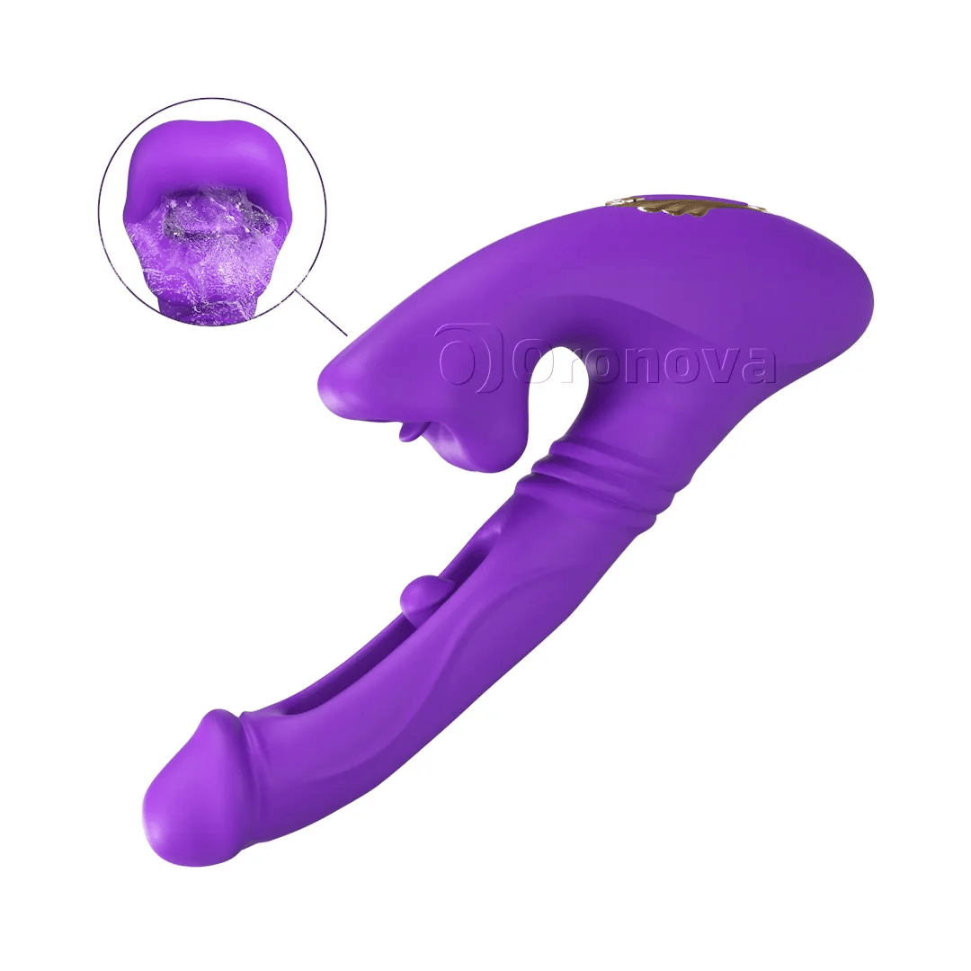 Hohlvibrator mit Stoßfunktion, Fingerspitzenvibration, Kopfvibration und Biss-Lippen-Stimulation