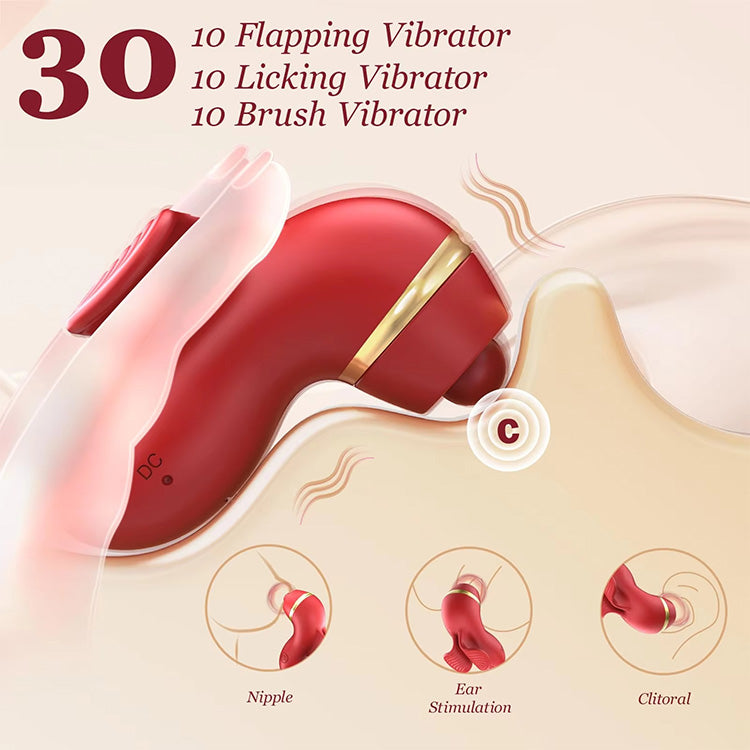 3-in-1 Finger Vibrator mit Klapp-, Leck- und Bürstenköpfen