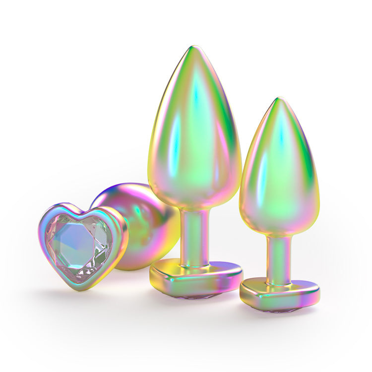 Rainbow Edelstein Metall Anal Butt Plug Set