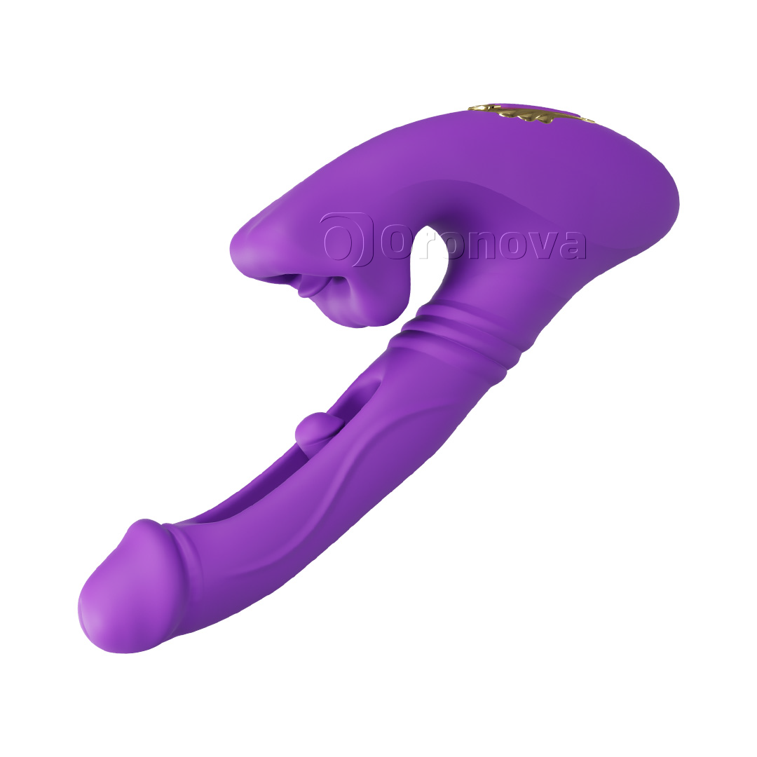 Hohlvibrator mit Stoßfunktion, Fingerspitzenvibration, Kopfvibration und Biss-Lippen-Stimulation