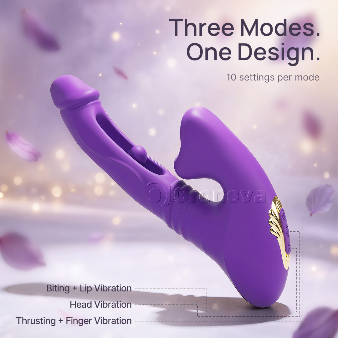 Hohlvibrator mit Stoßfunktion, Fingerspitzenvibration, Kopfvibration und Biss-Lippen-Stimulation