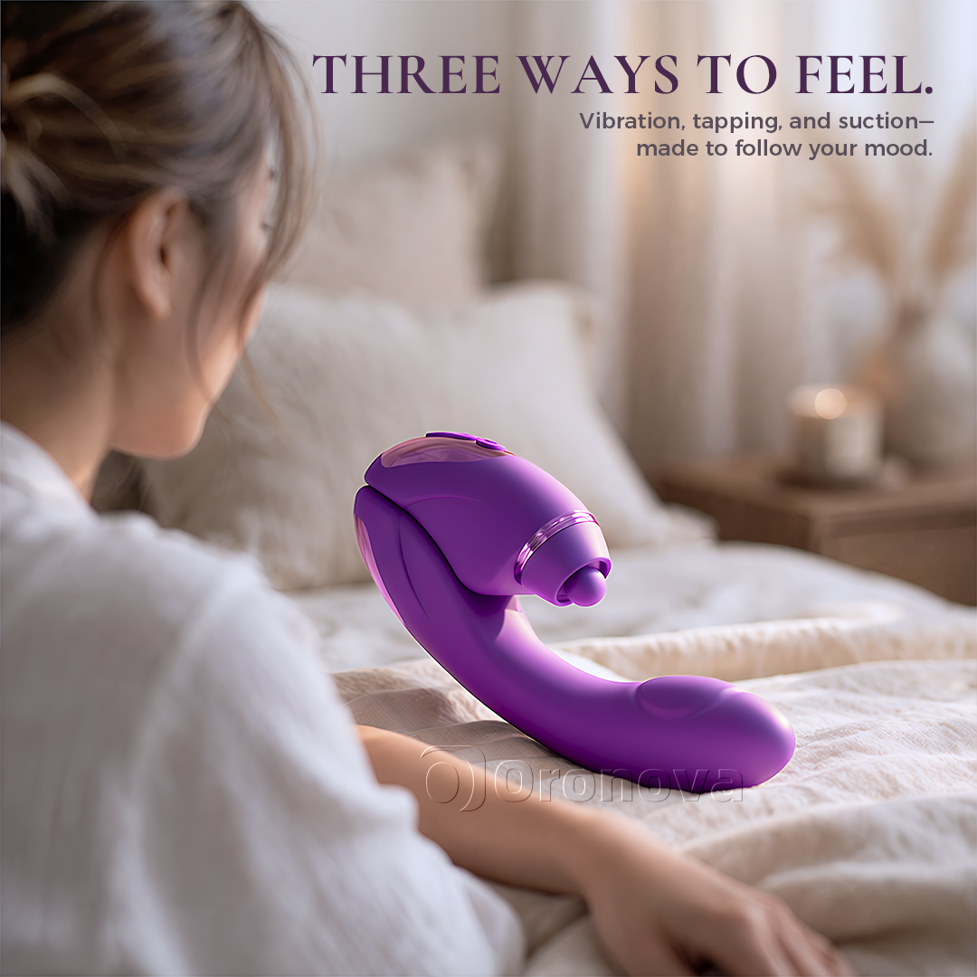 2-in-1-Vibrator mit Doppelfunktion, 10 Vibrationsmodi, 10 Klopfmodi und 4 austauschbaren Aufsätzen