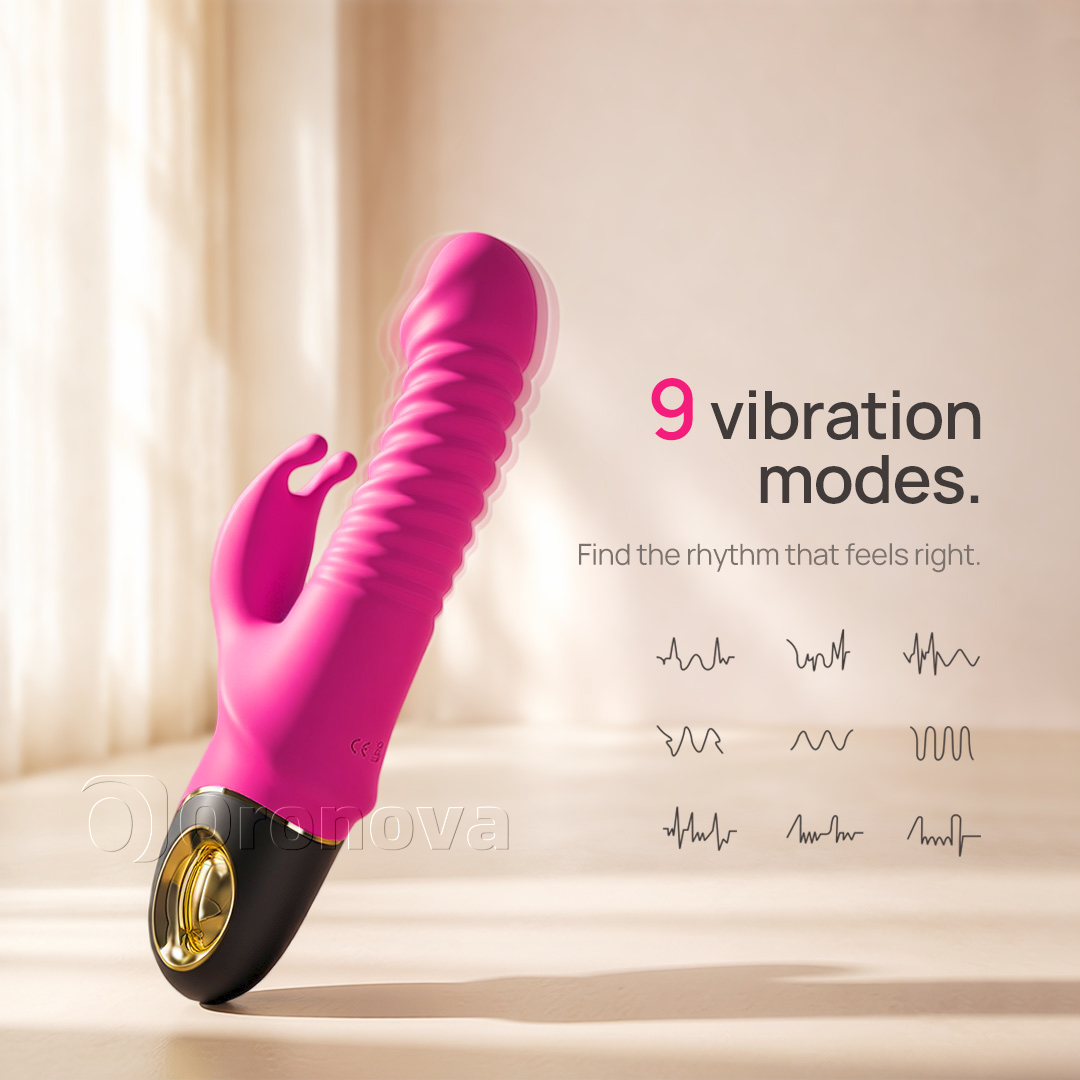 3-in-1-Stoß- und Rotationsvibrator mit 9 Rotationsmodi. Grenzenlose Möglichkeiten.