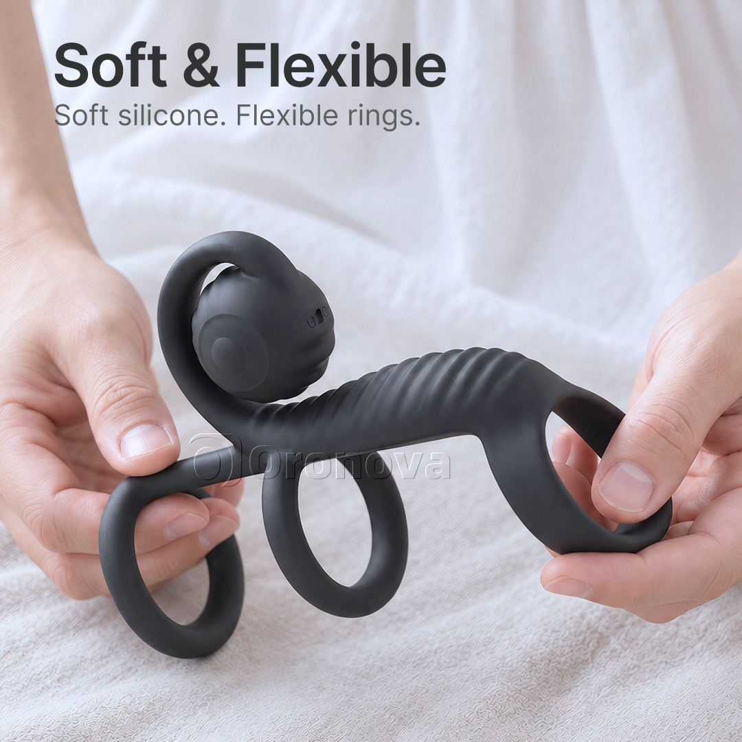 Drei-Ring-Design, Dual-Vibrations-Fernbedienung, abgerundeter Vibrationskopf