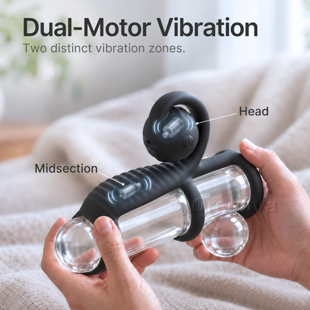 Drei-Ring-Design, Dual-Vibrations-Fernbedienung, abgerundeter Vibrationskopf
