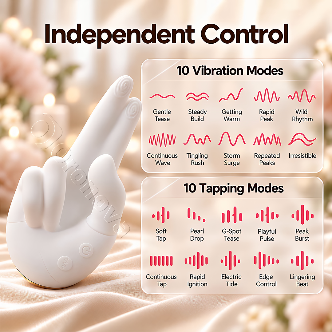 Handgeformter Wärmend-Vibrator–10 Vibrationsmodi,10 Klopfmuster & Stimulation mit zwei Fingern