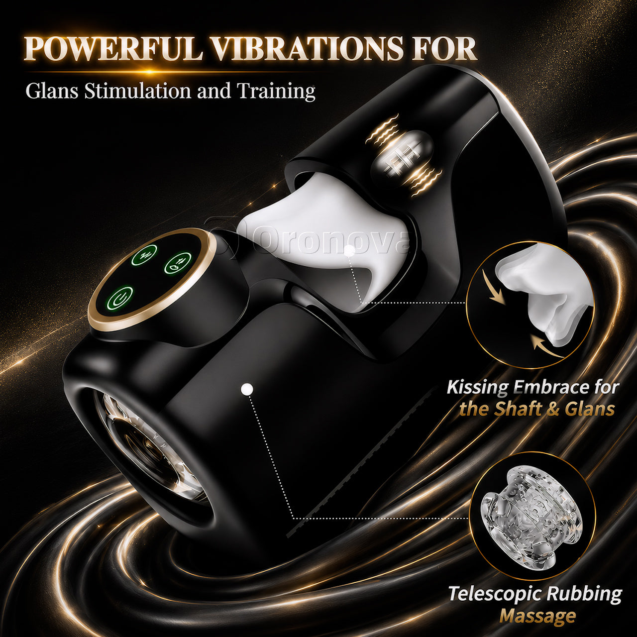 3-in-1-Masturbator für Männer, 10 Vibrations-, 10 Stoß- und 10 Druckmodi – frei umschaltbar.