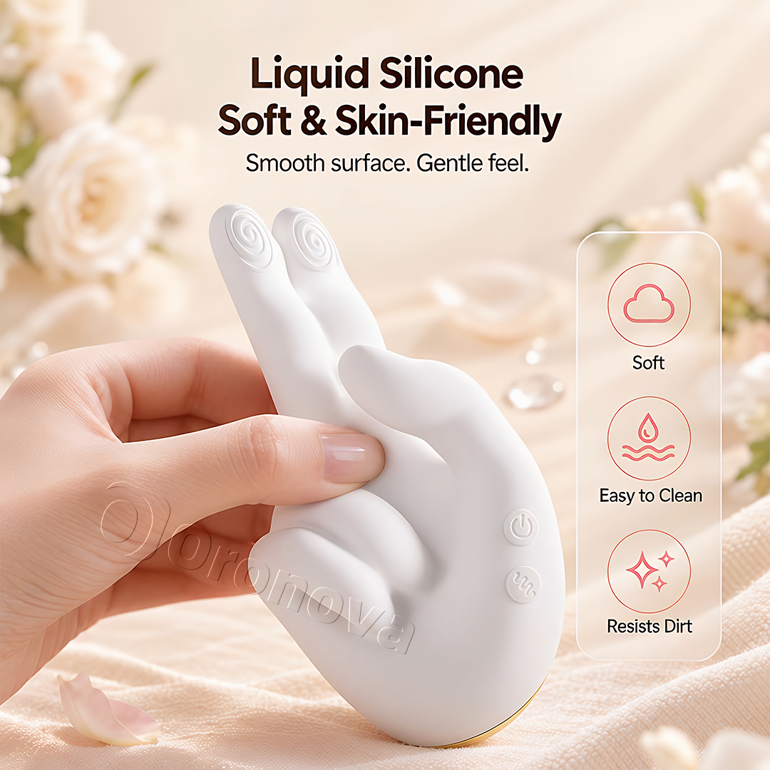 Handgeformter Wärmend-Vibrator–10 Vibrationsmodi,10 Klopfmuster & Stimulation mit zwei Fingern