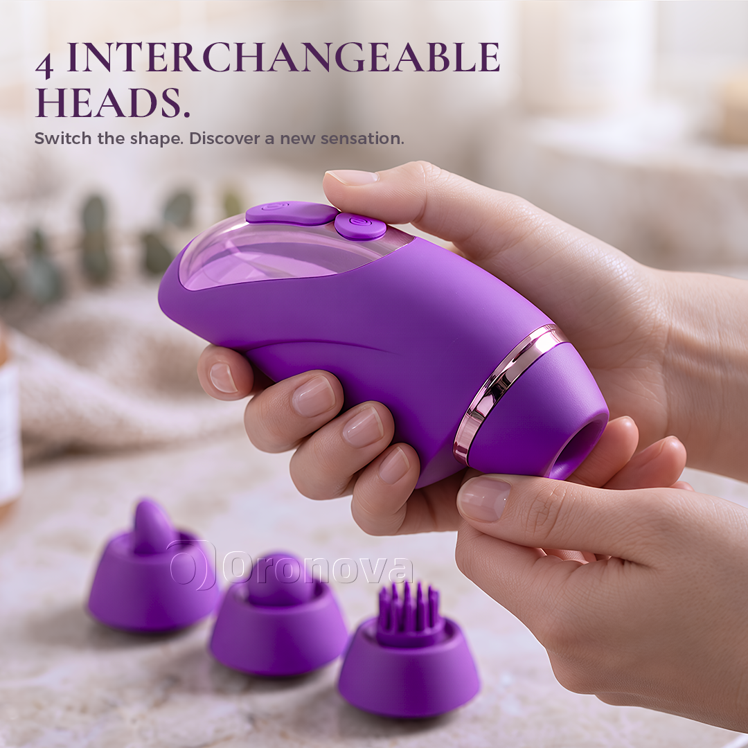 2-in-1-Vibrator mit Doppelfunktion, 10 Vibrationsmodi, 10 Klopfmodi und 4 austauschbaren Aufsätzen