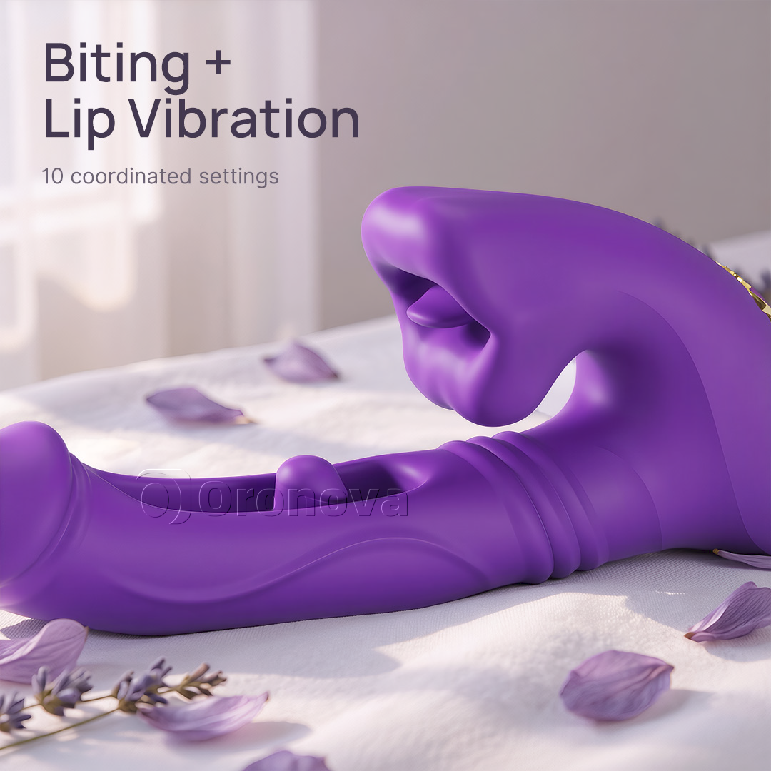 Hohlvibrator mit Stoßfunktion, Fingerspitzenvibration, Kopfvibration und Biss-Lippen-Stimulation