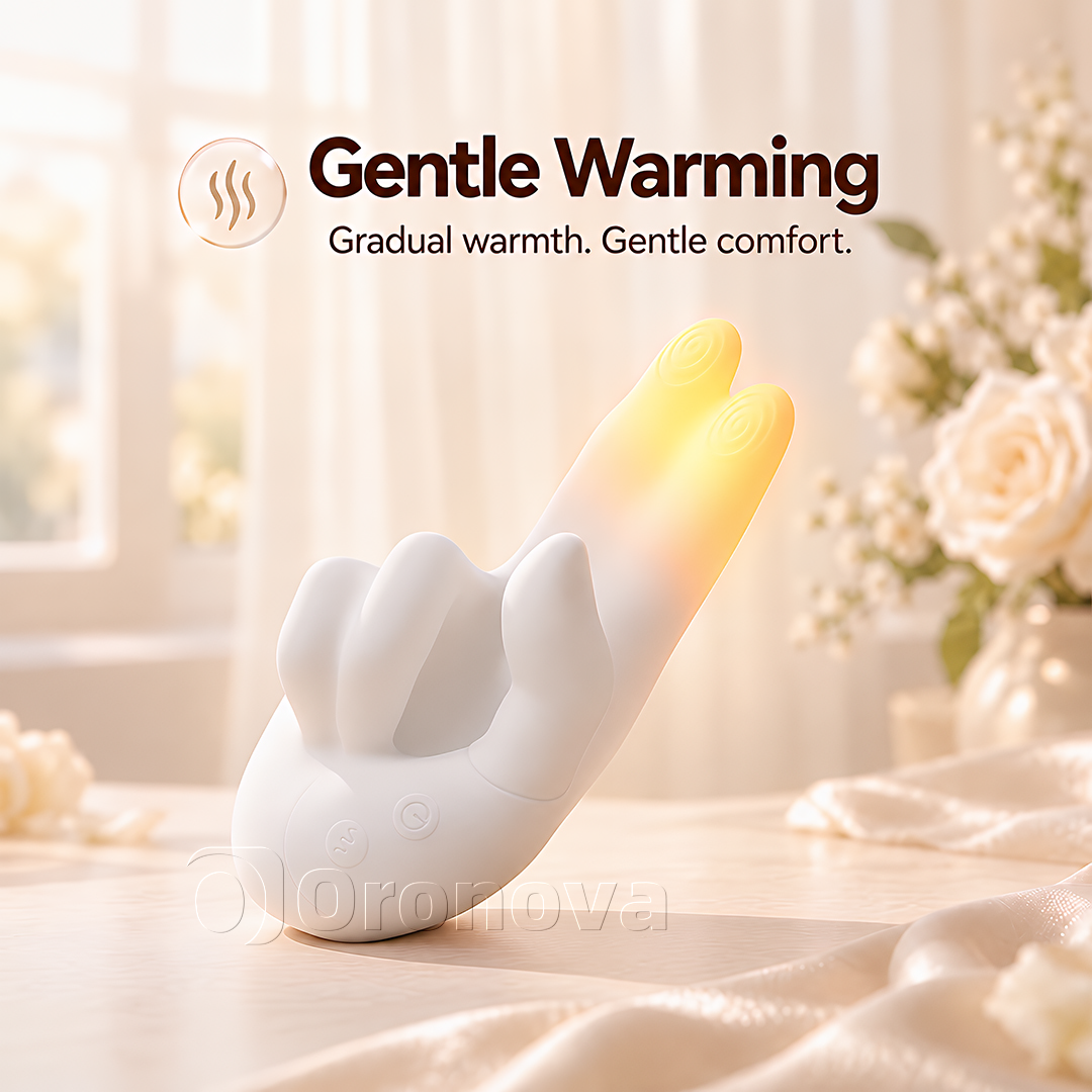 Handgeformter Wärmend-Vibrator–10 Vibrationsmodi,10 Klopfmuster & Stimulation mit zwei Fingern