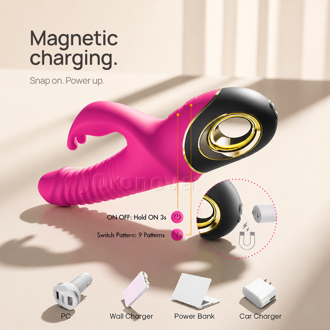 3-in-1-Stoß- und Rotationsvibrator mit 9 Rotationsmodi. Grenzenlose Möglichkeiten.