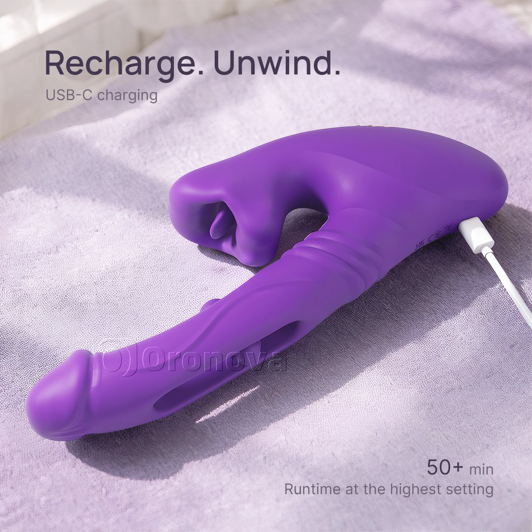 Hohlvibrator mit Stoßfunktion, Fingerspitzenvibration, Kopfvibration und Biss-Lippen-Stimulation