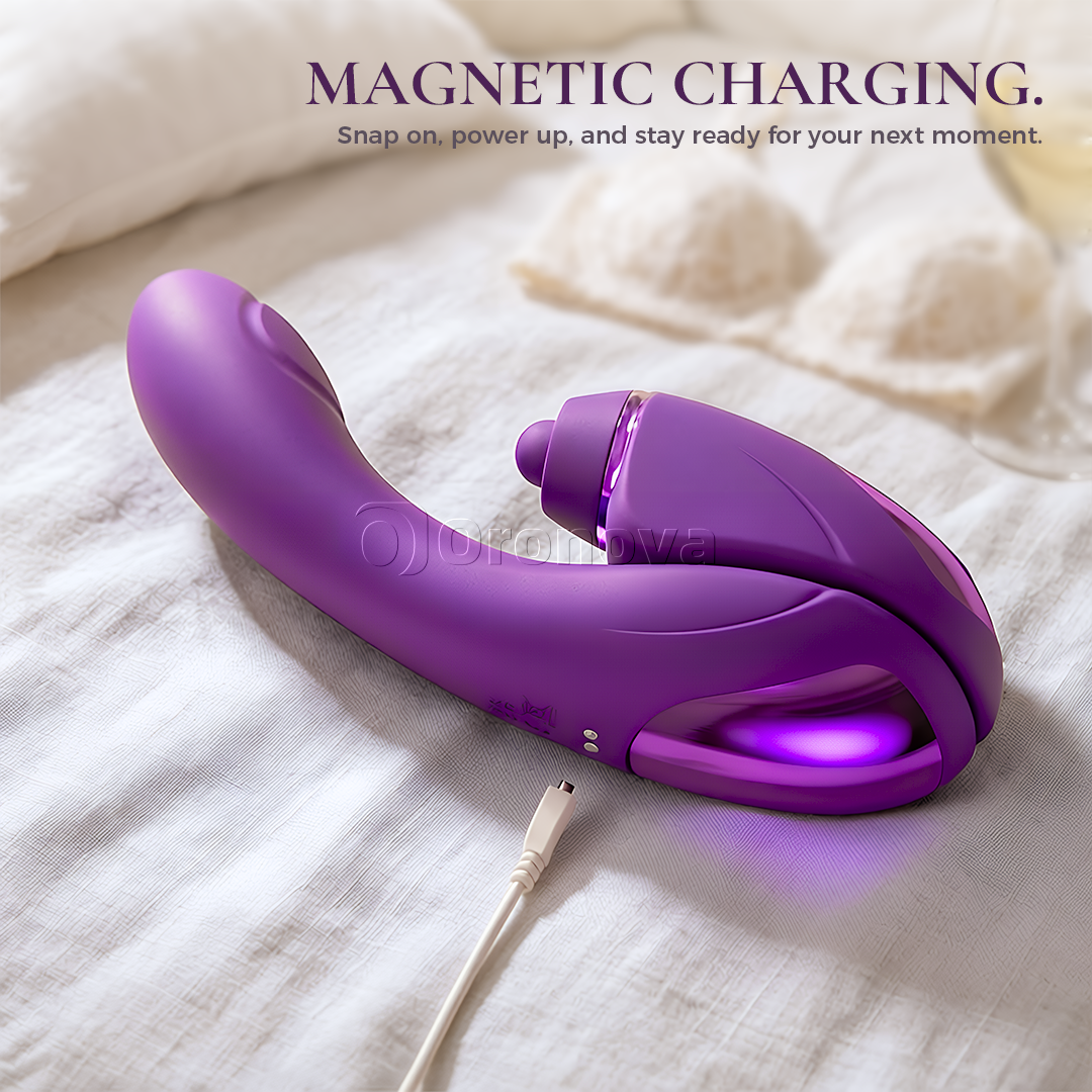 2-in-1-Vibrator mit Doppelfunktion, 10 Vibrationsmodi, 10 Klopfmodi und 4 austauschbaren Aufsätzen