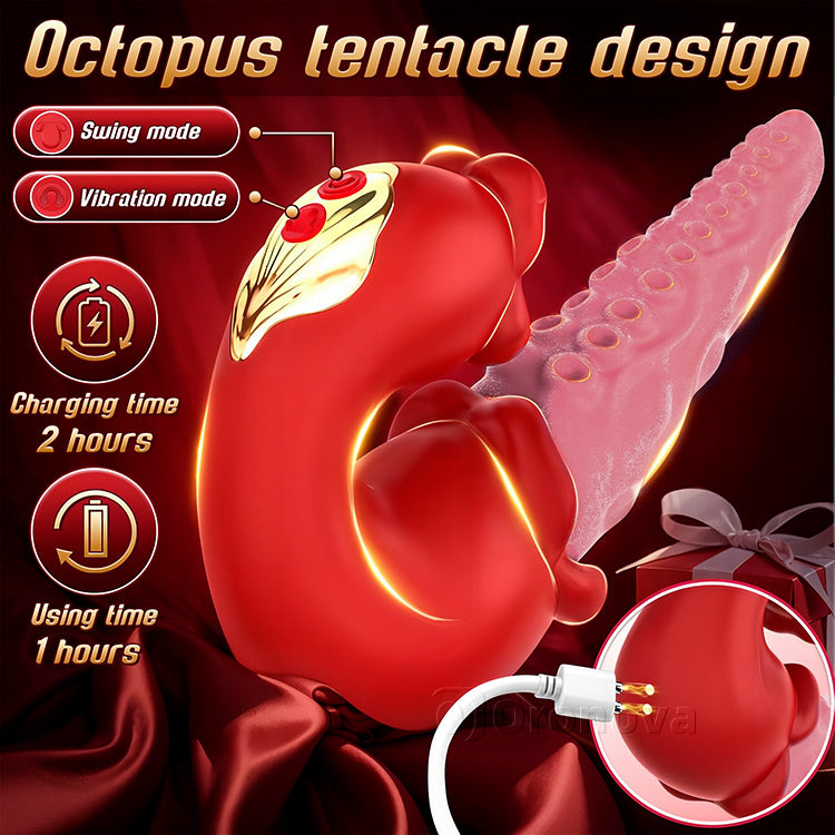 2-in-1 Oktopus Vibrator mit Zungenreiz – 10 Vibrationsmodi