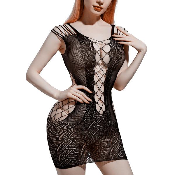 Women's Naughty Fishnet Lingerie Set - Erotic Mesh Bodysuit
