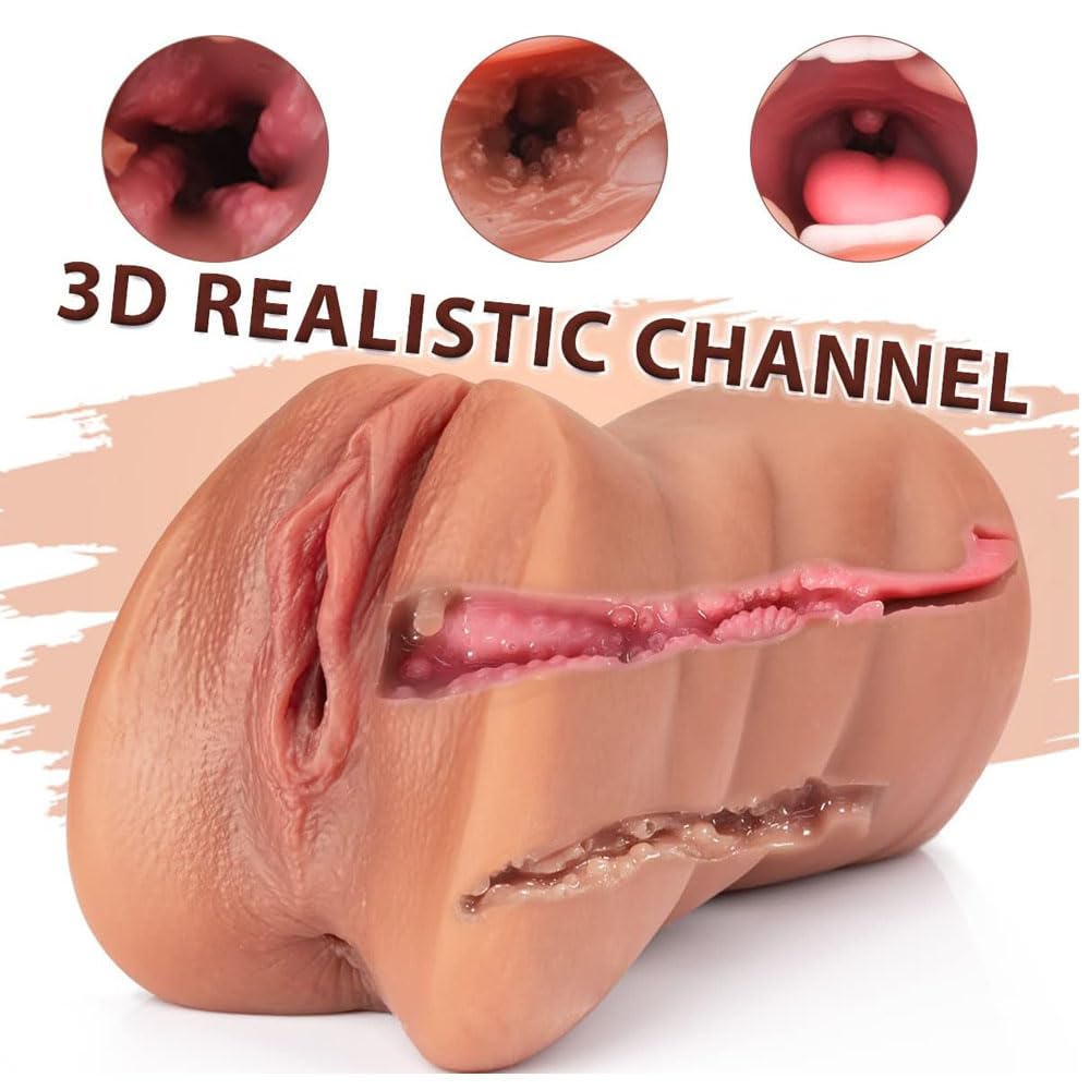 6.9 Inch Realistische Pocket Pussy Fleischfarbener 3-in-1 Männlicher Masturbator