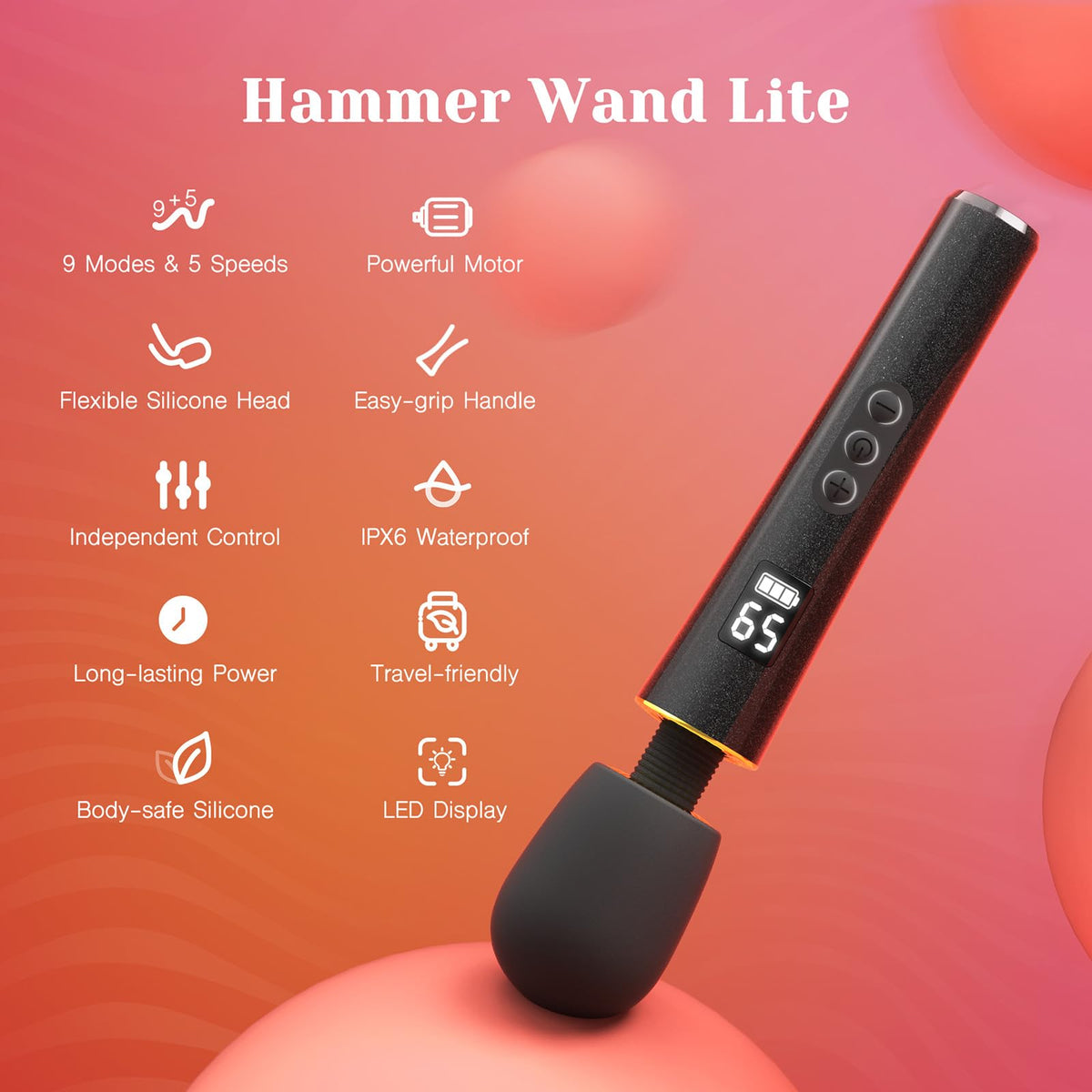 Mini Vibrator Wand – 9 Modi, 5 Geschwindigkeiten & LED-Anzeige