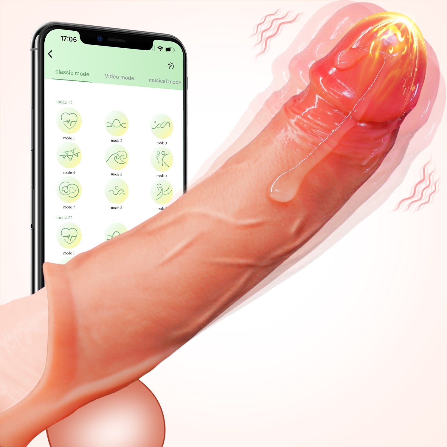 Penis Sleeve Cock Ring - Vibrierend & App-gesteuert
