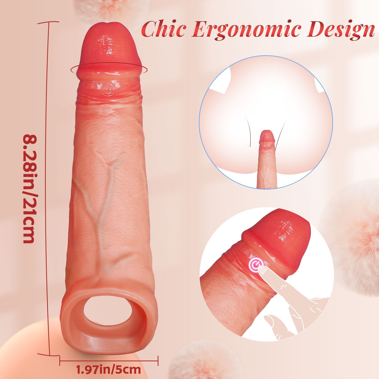 Penis Sleeve Cock Ring - Vibrierend & App-gesteuert
