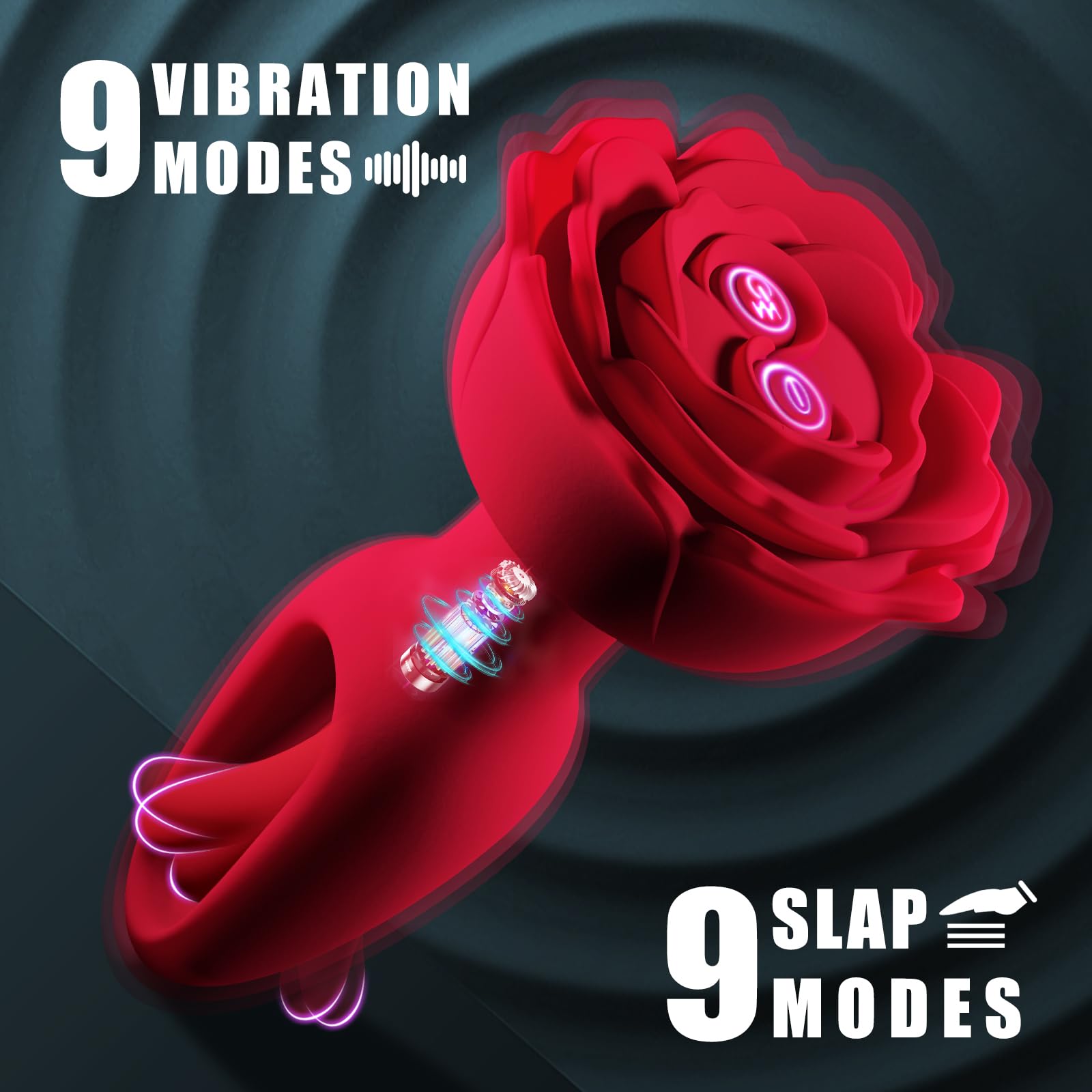 Rosenknospen-Butt-Plug mit Vibration