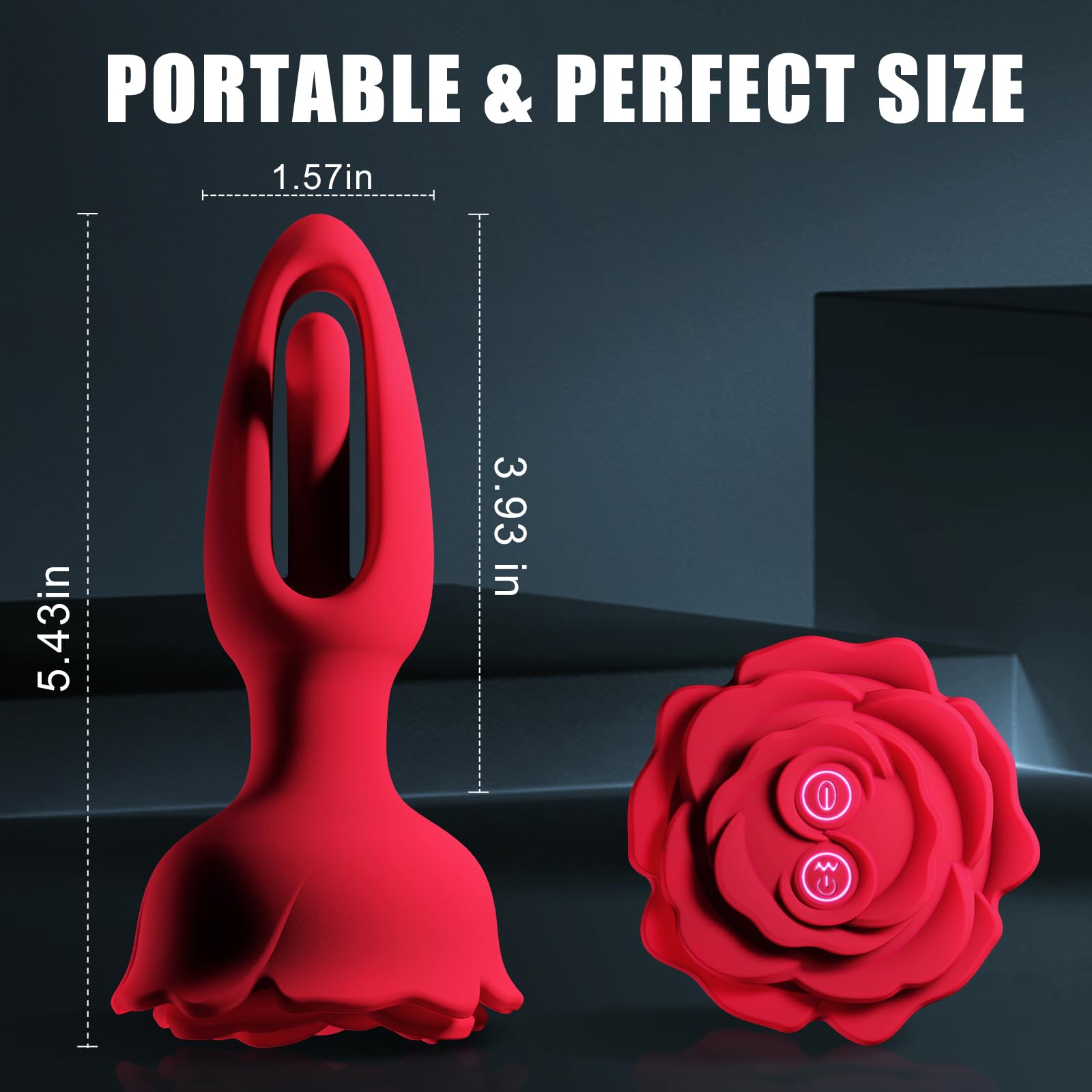 Rosenknospen-Butt-Plug mit Vibration