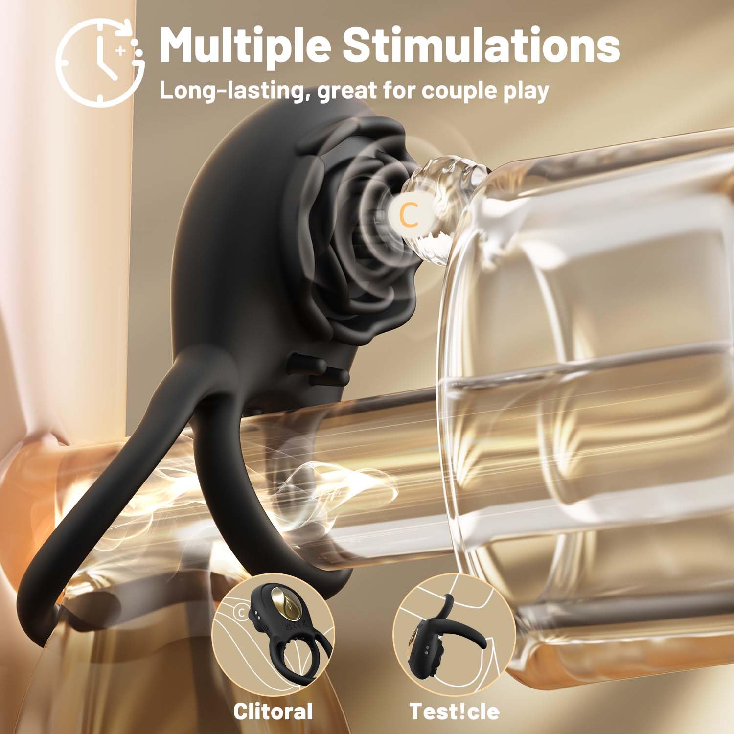 Verzaubernder Rosen-Vibrations-Penisring mit klitoraler Stimulation