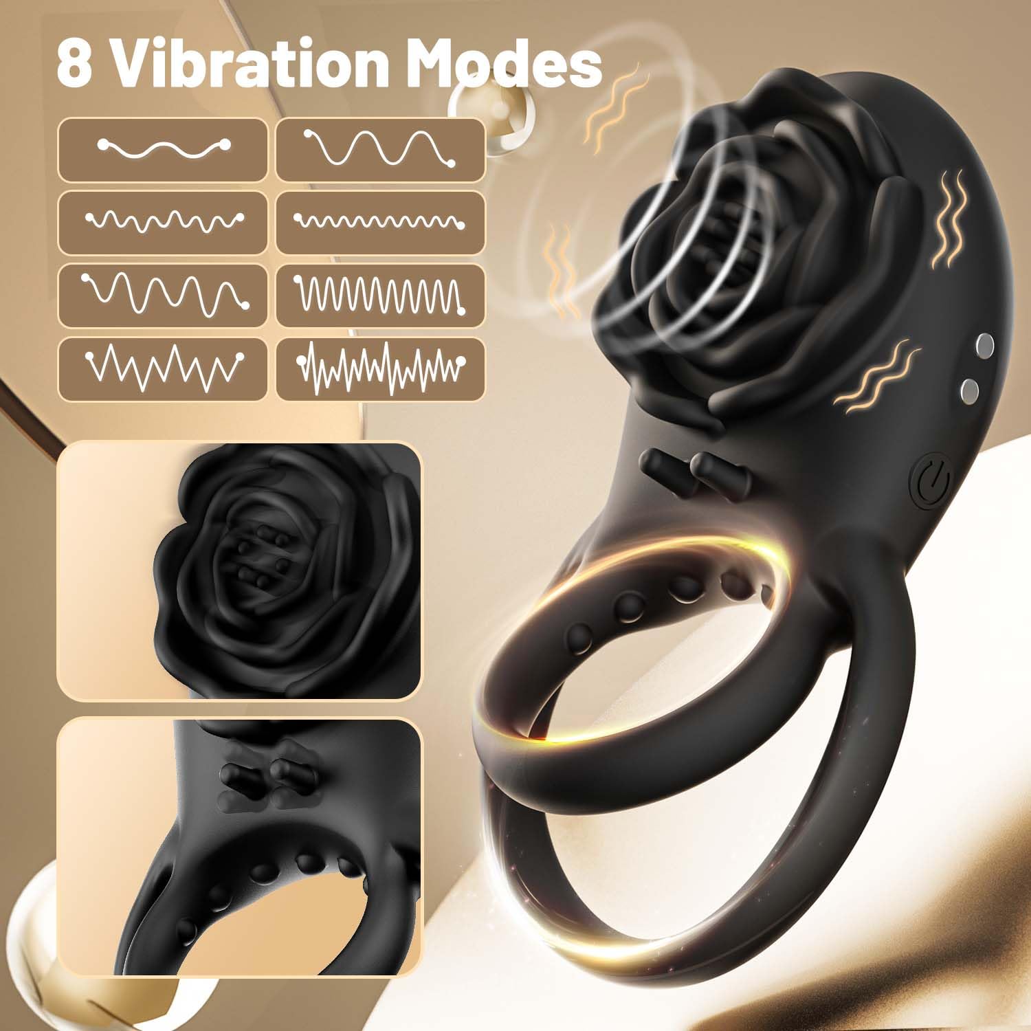 Verzaubernder Rosen-Vibrations-Penisring mit klitoraler Stimulation