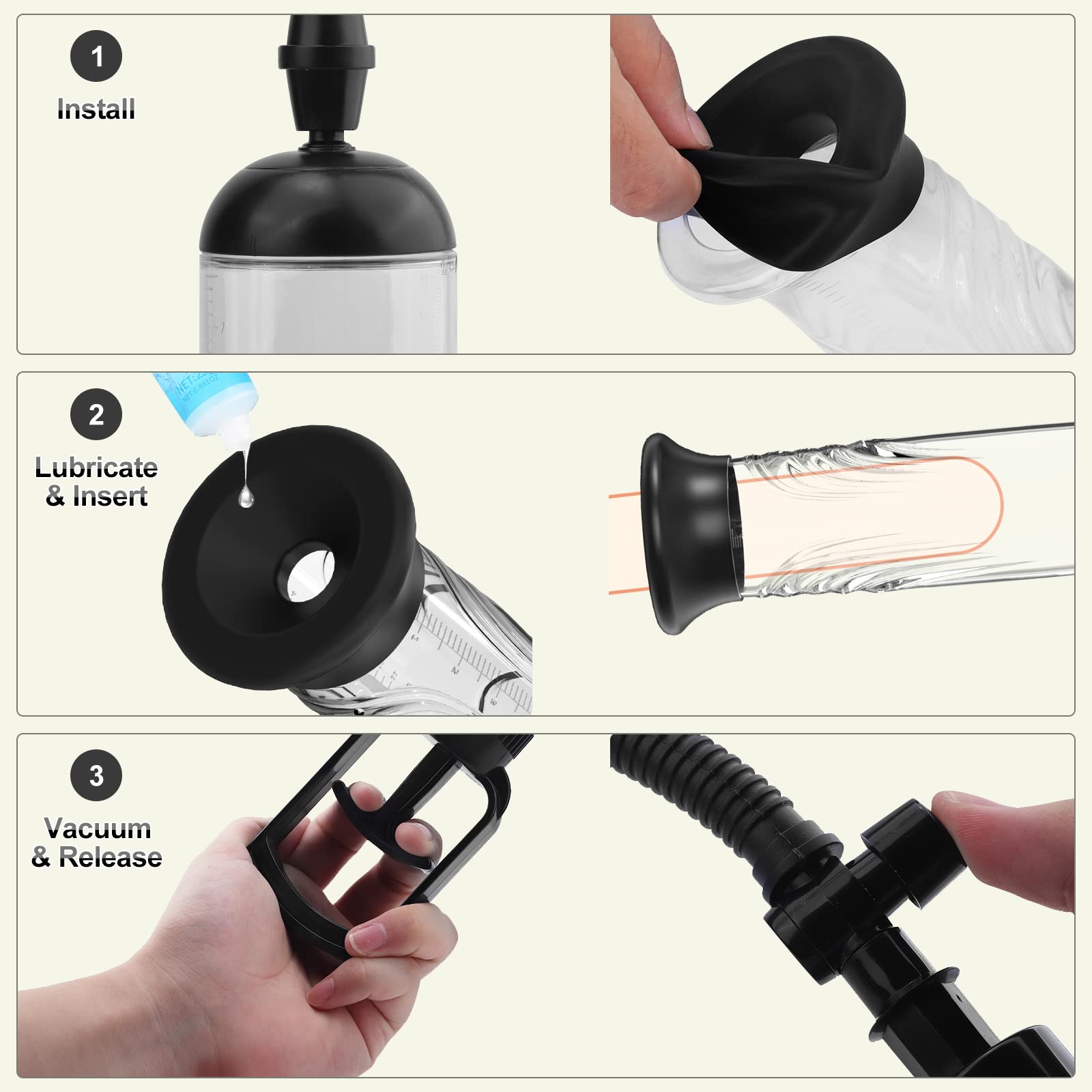 Penis Pump Kit - 3 Hüllen & Zubehör
